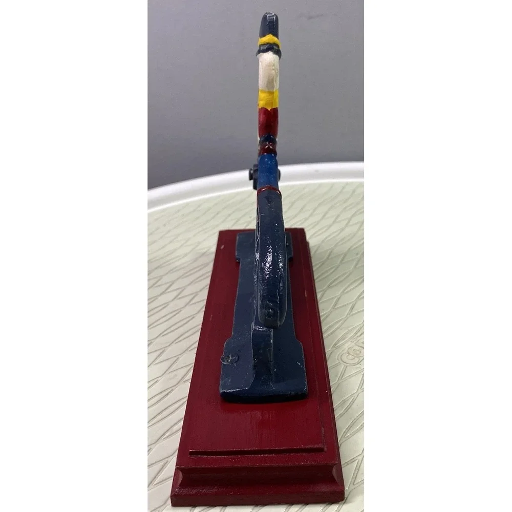 Vintage Cast Iron Nut Cracker Painted‎ on Mounted Wood Base Christmas 6x7.5x2